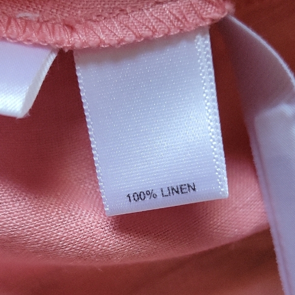 LOFT 100% Linen Coral Button-Up Women's Blouse Long Sleeve Size L - Picture 7 of 7